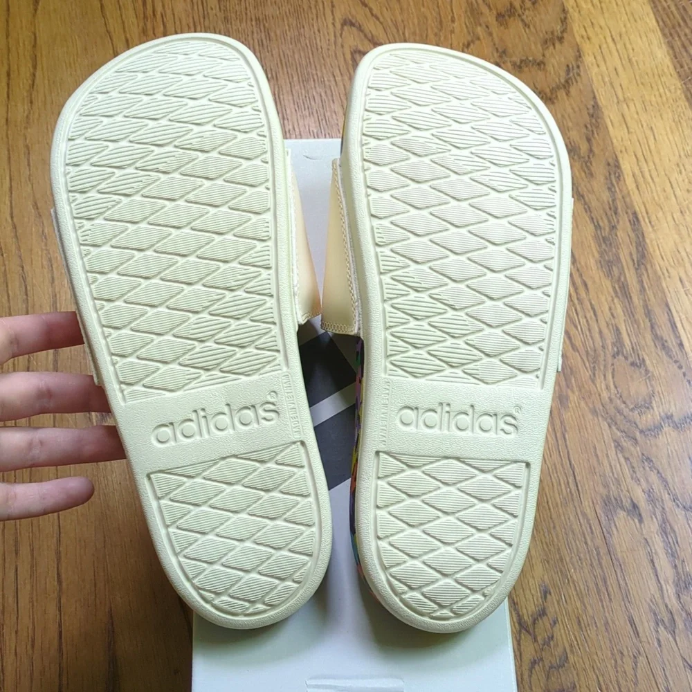 NIB FARM Rio Slide Sandals Adidas Collab Multicolor Abstract Print Womens Size 7 - Picture 8 of 11